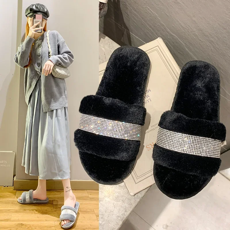 

Slippers for Women Memory Foam House Bedroom Fur Crossbands Slide Slipper Shoes Comfy Trendy Slippers Fashionable Plush Shoes