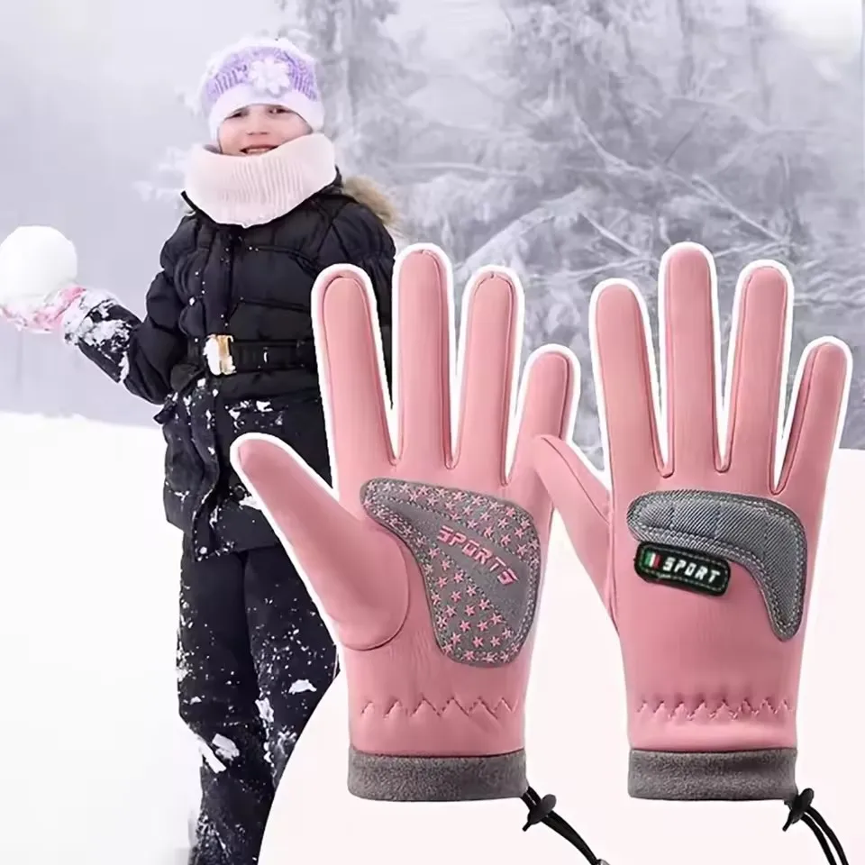 Kinder Winter Handschuhe Verdicken Plus Samt Radfahren Reiten Fäustlinge Warme Wasserdichte Kinder Fahrrad Handschuhe für Jungen Mädchen
