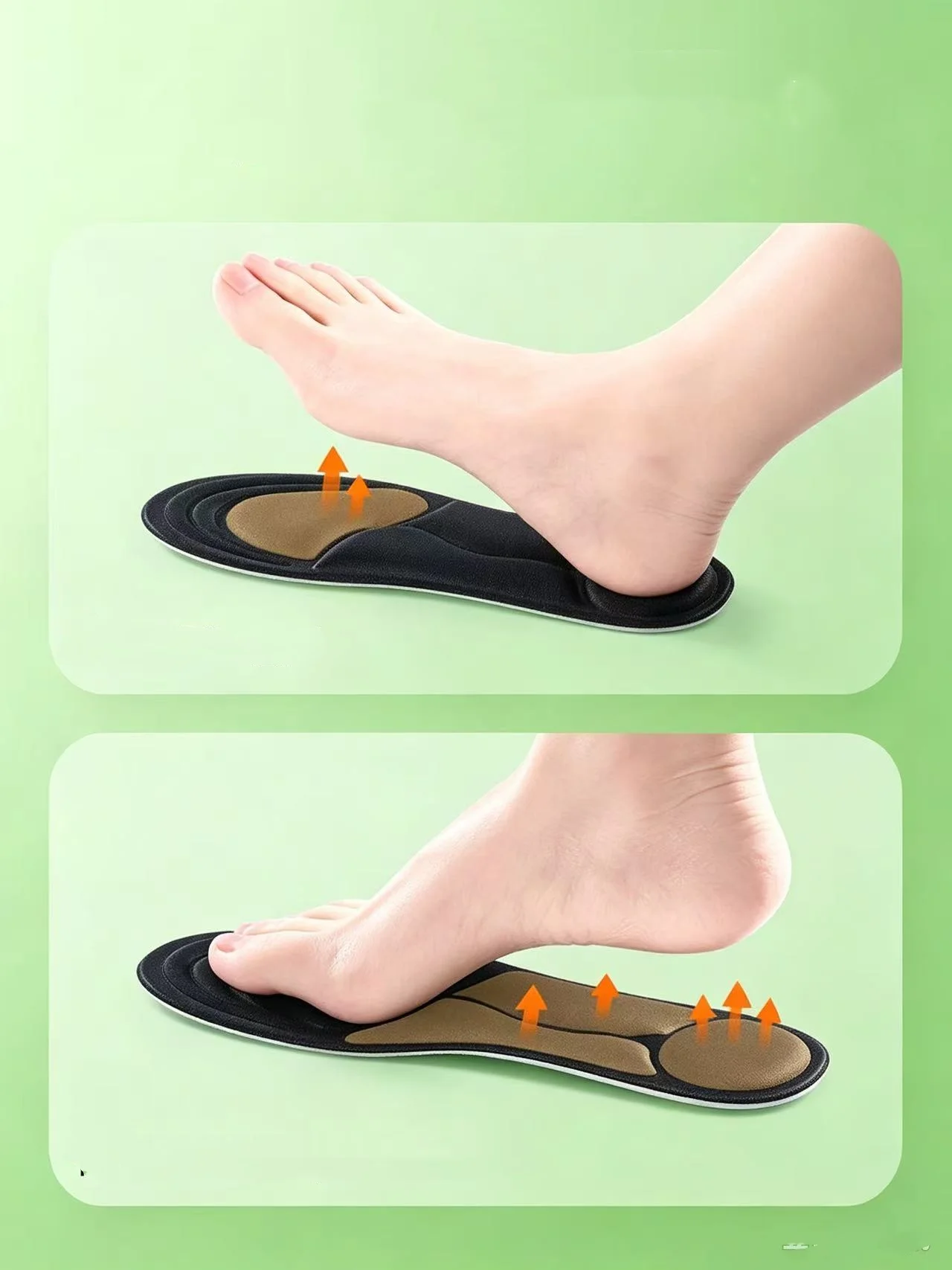 1 Pair of Soft Sponge Insoles: Arch Support Insoles, Moisture-Wicking, Non-Slip, Comfortable and Cushioning —— Relieve Foot Discomfort. Suitable for Women's Casual Shoes, Sports Shoes, High Heels, and Leather Pumps.