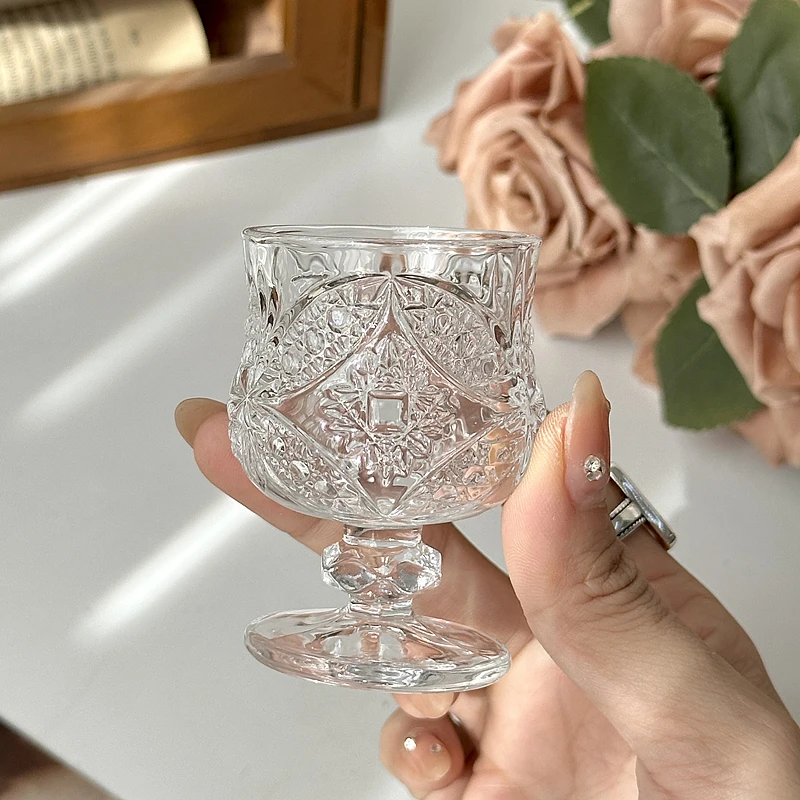 12pcs Set Cup Small Wine Glasses Luxury Sets Brandy Goblet 50ml Spirits Transparent Cups Butterfly Pattern Household Drinkware