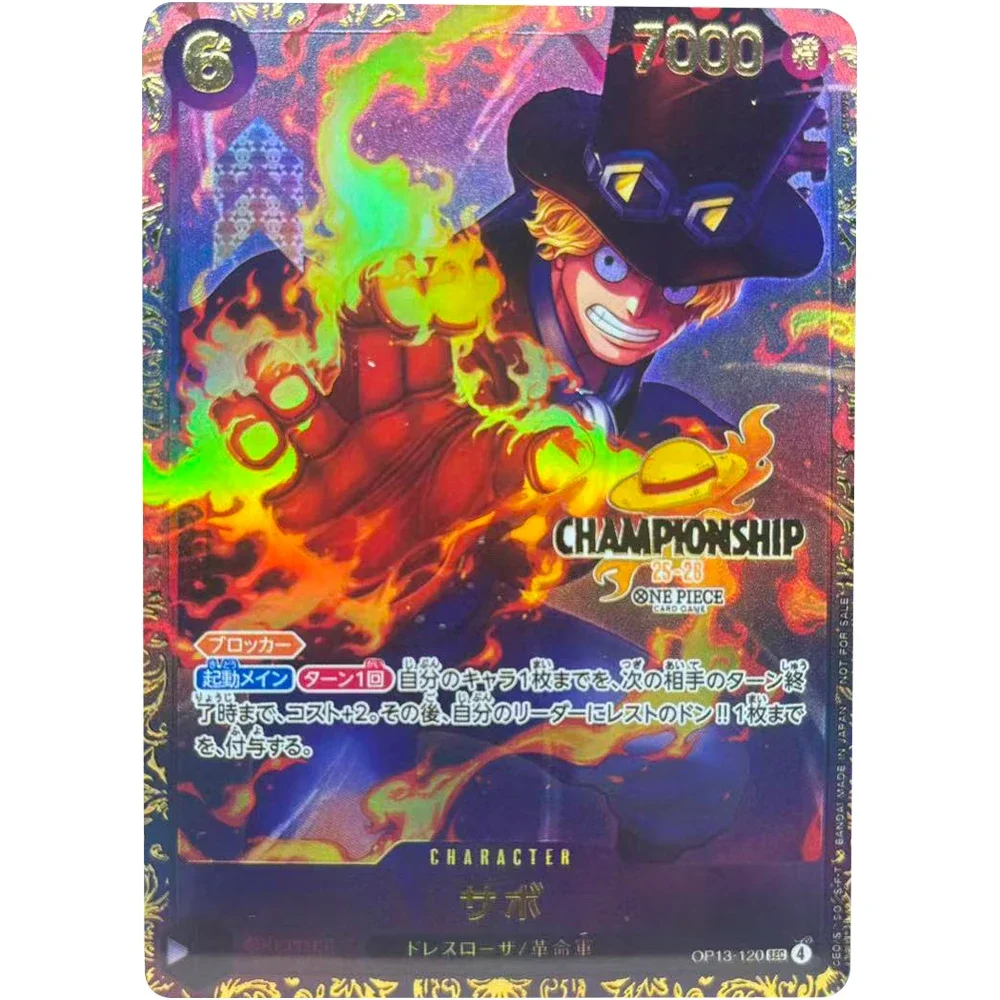 Tarjetas de colección de una pieza, CHAMPIONSHIP OP13 119 0P13- 120 Sabo Shanks JPN, juego hecho a mano de alta calidad, tarjetas de Anime, juguete de regalo