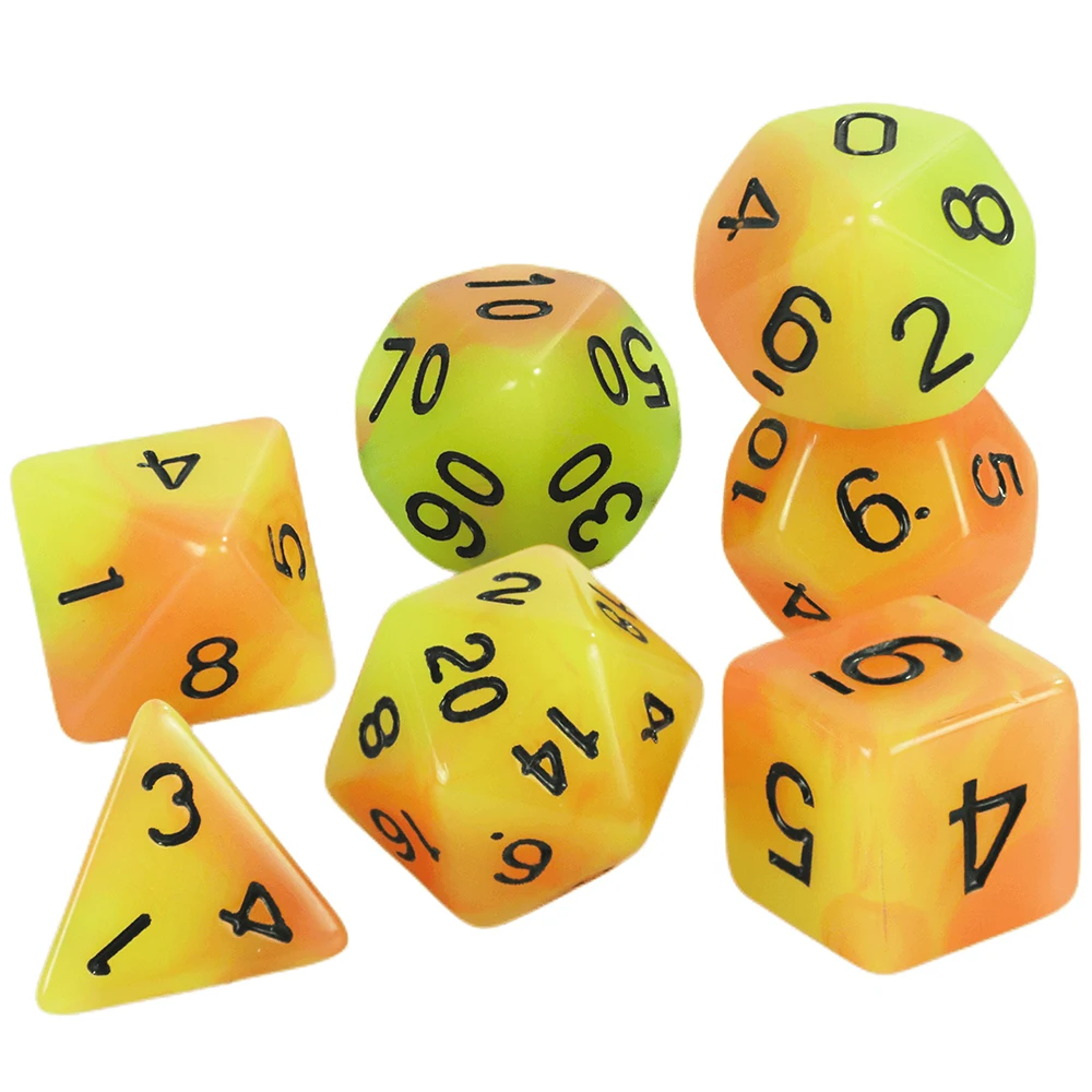 Glow in the Dark dadi 7 pz/set dadi poliedrici D4-D20 per RPG COC DND gioco da tavolo