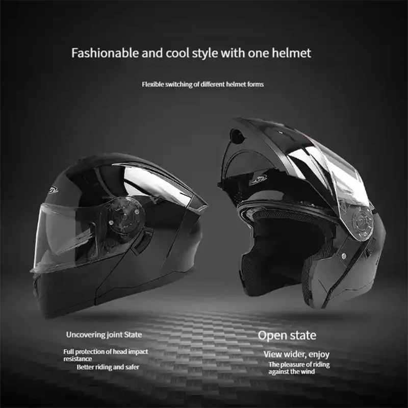 KUUVI Motorcycle Modular Full Face Helmet Flip up Dual Visor Motorbike Professional Racing Unisex for Adult