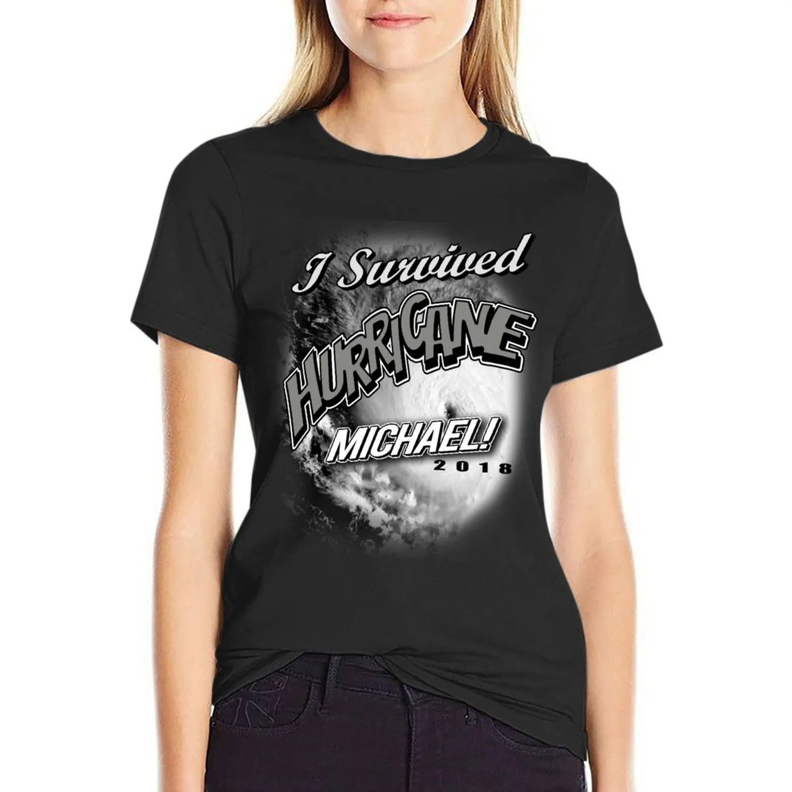 I Survived Hurricane Michael Shirts T-Shirt graphics summer tops white t-shirt dress for Women sexy