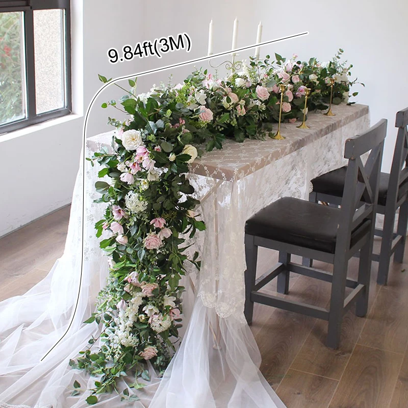 300/200 سنتيمتر الفاخرة الأبيض الورد الأخضر ورقة زهرة صف الزفاف الجدول محور الزهور خلفية جدار أقواس ديكو مرحلة الحفلات الأزهار #5