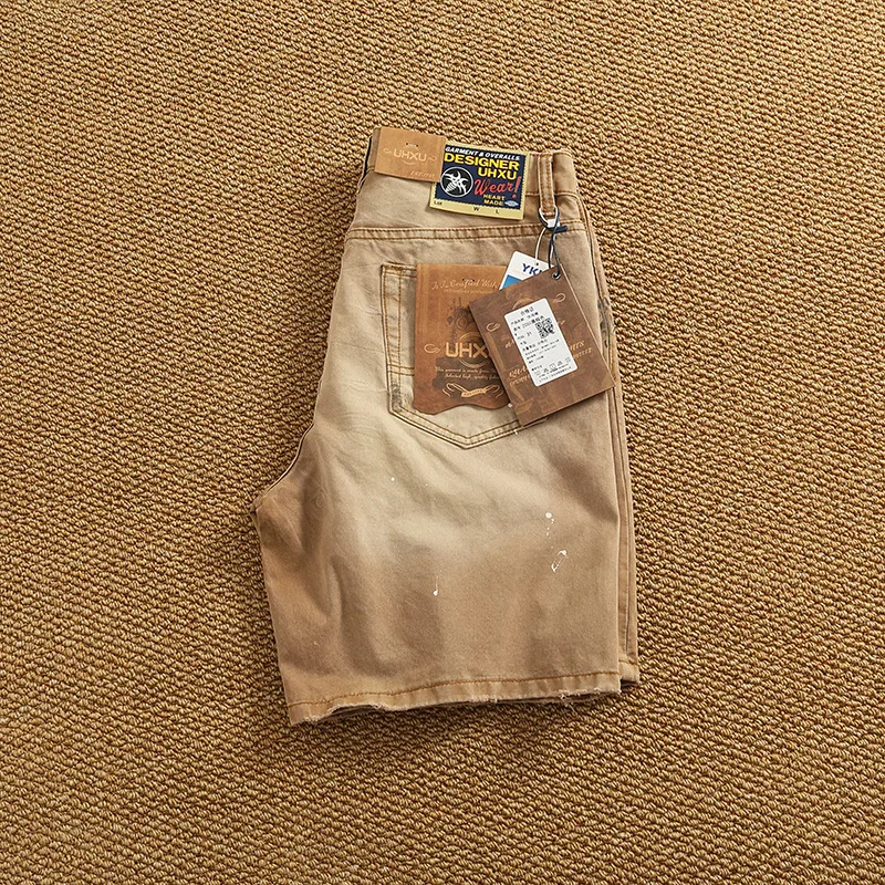 

Мужские джинсовые шорты спецодежды, ретро, потертые, прочные, уличная мода, высококачественные брюки пять четвертей