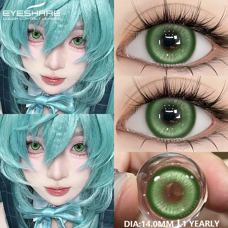 EYESHARE Lentes de Contato Coloridas para Olhos, Cosmético, Verde, Rosa, Azul, Anual, Cosplay, 1 Par, Anual