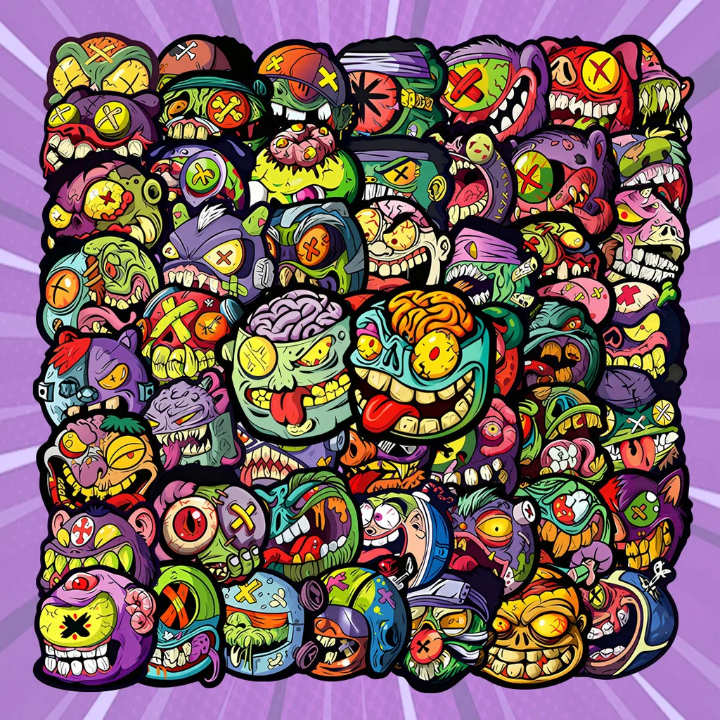 50Pcs Monster Creative Stickers Weird Graffiti Waterproof Decals for Phone Case Luggage Skateboard Helmet Giajar Sticker Store