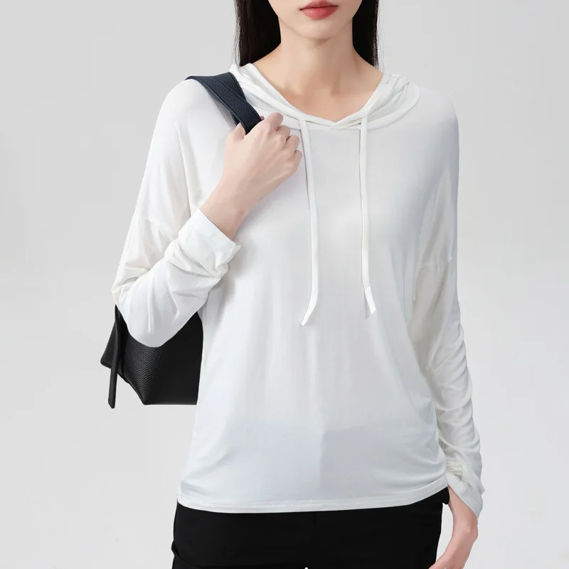 

Loose-fitting hooded pullover sweatshirt women, spring and autumn style2025New women's clothing, simple and stylish, solid c