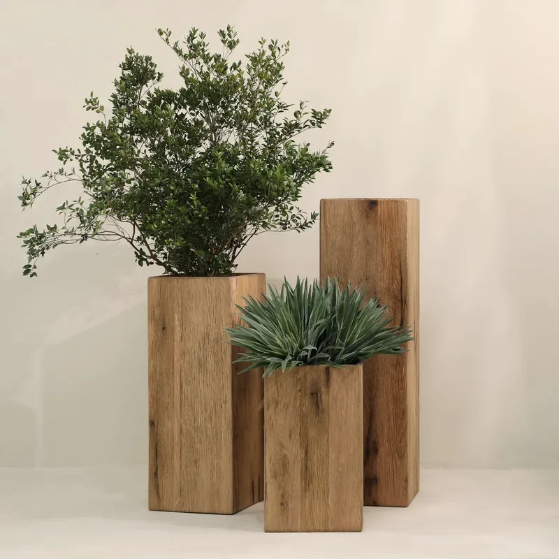 Indoor Decorative Wooden Flower Pots for Living Room Decor M