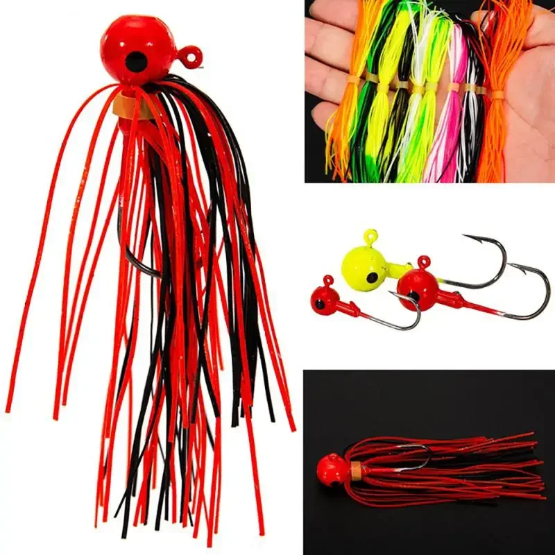 Señuelos de pesca 7g 10g 14g cabeza de plantilla de silicona falda barba mosca goma nadar lubina anzuelo cebo Isca Artificial Para accesorios de pesca