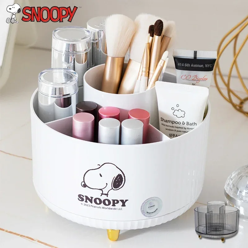 Snoopy Rotating Cosmetic Storage Box Makeup Jewelry Organizer Bathroom Desktop Large Capacity Lipstick Shadow Holder Girls Gifts