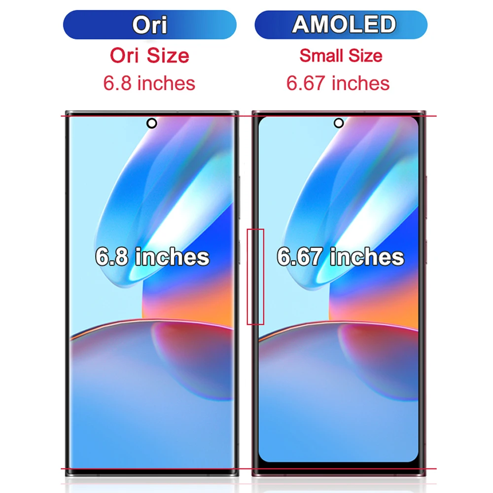 Imagem -02 - Amoled Display Lcd Touch Screen Digitizer Assembly Substituição com Frame Fit para Samsung Galaxy S22 Ultra 5g S908 S908b S908u