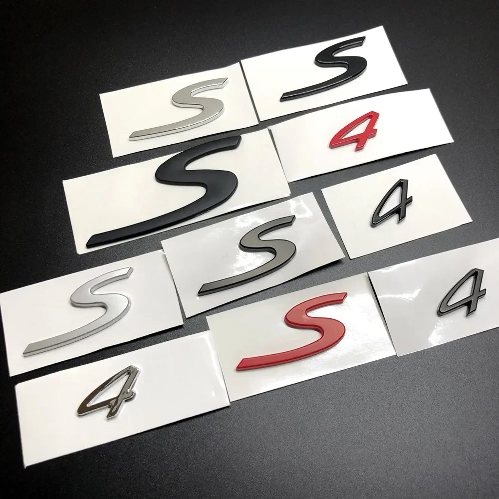 1Pcs S 4 4S Emblem Auto Rear Lid Trunk Boot For Car Badge Decoration Nameplate Sticker 2Size 52*22mm And 82*38mm