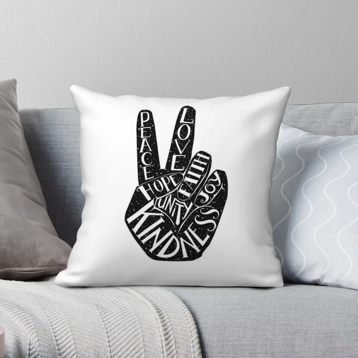 Peace Love Faith Joy Hope Square Pillowcase Polyester Linen Velvet Pattern Decor Pillow Case Home Cushion Cover Wholesale 45x45