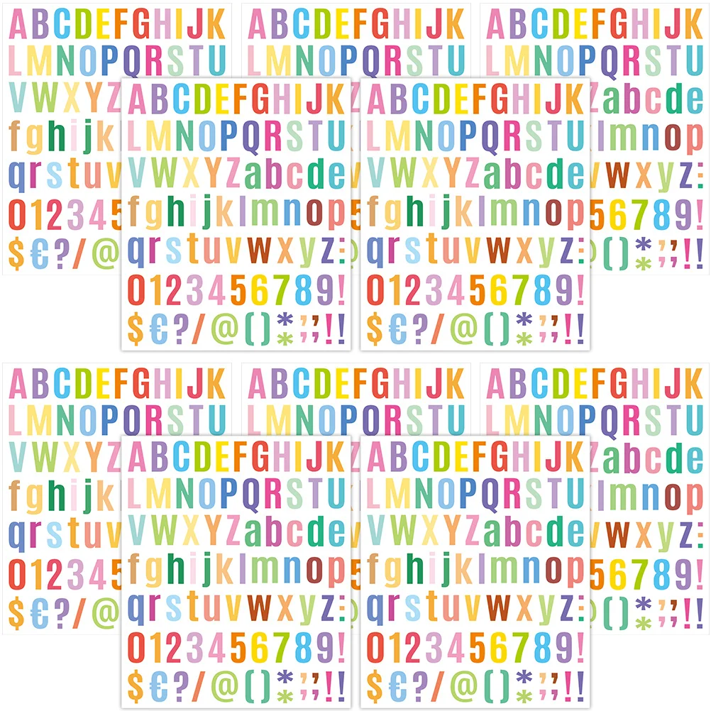 10 Sheets Colored Alphabet Number Stickers Clear Small Letter Decals for Crafts Envelopes Phone Case Mailbox Labels
