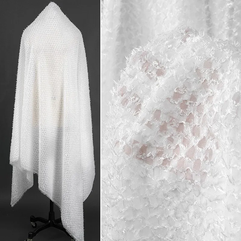 

Шифоновая ткань с 3D вырезом, белая, современная, модная, легкая, струящаяся, дышащая, платье, блузка, юбка, мягкая прозрачная элегантная текстильная ткань