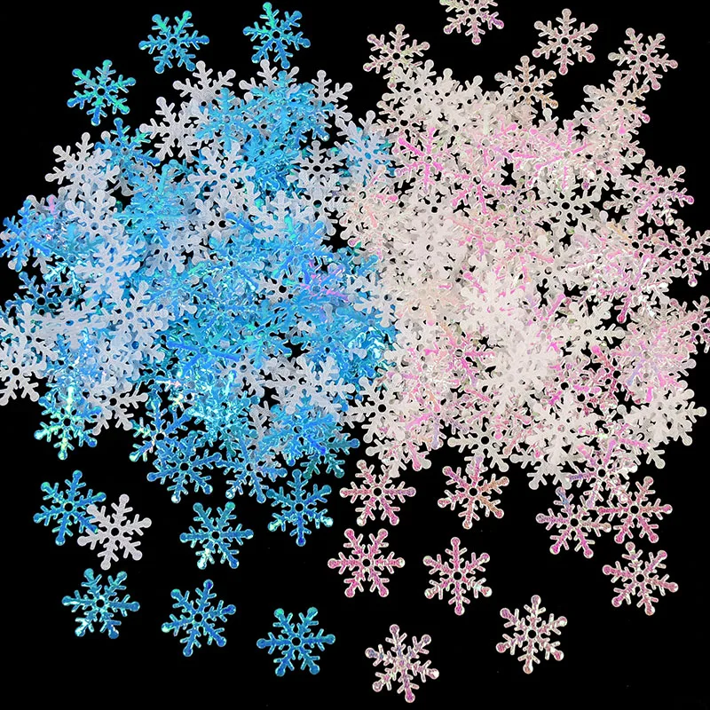 300pcs Christmas Snowflakes Confetti Xmas Tree Ornaments Christmas Decorations for Home Table Winter Party Cake Decor Supplies