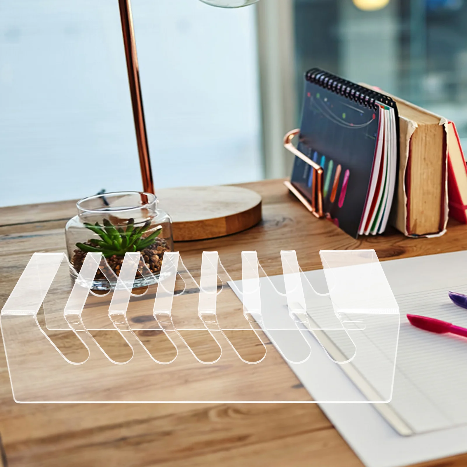 

7 Grids Phone Storage Box Clear Acrylic Desktop Organizer For Phones Tablets Cellphone Stand Holder Rack Office Classroom Desk