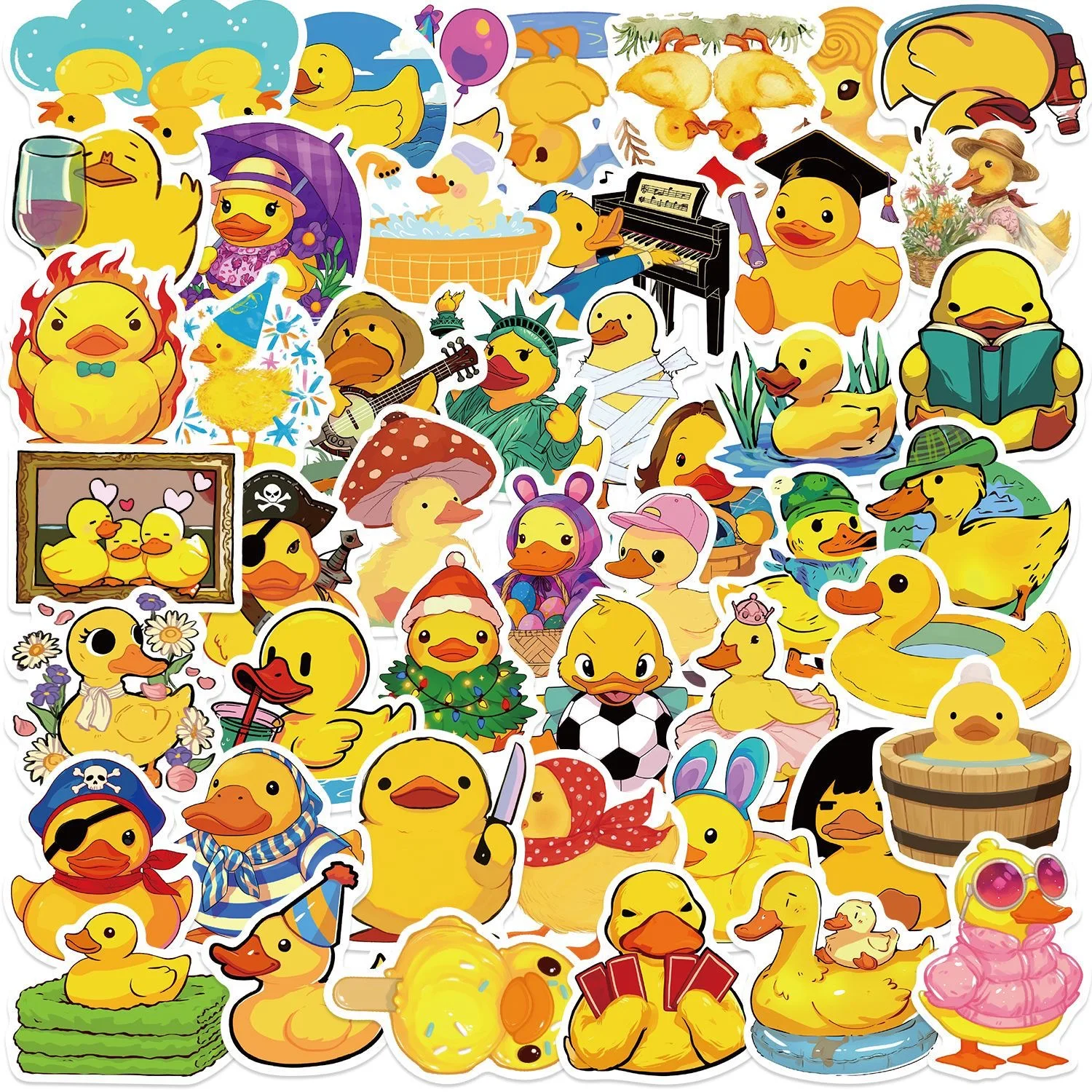 10/50Pcs Cute Little Yellow Duck Stickers Kawaii Animal Decals DIY Laptop Phone Bottle Luggage Waterproof Graffiti Sticker Toy