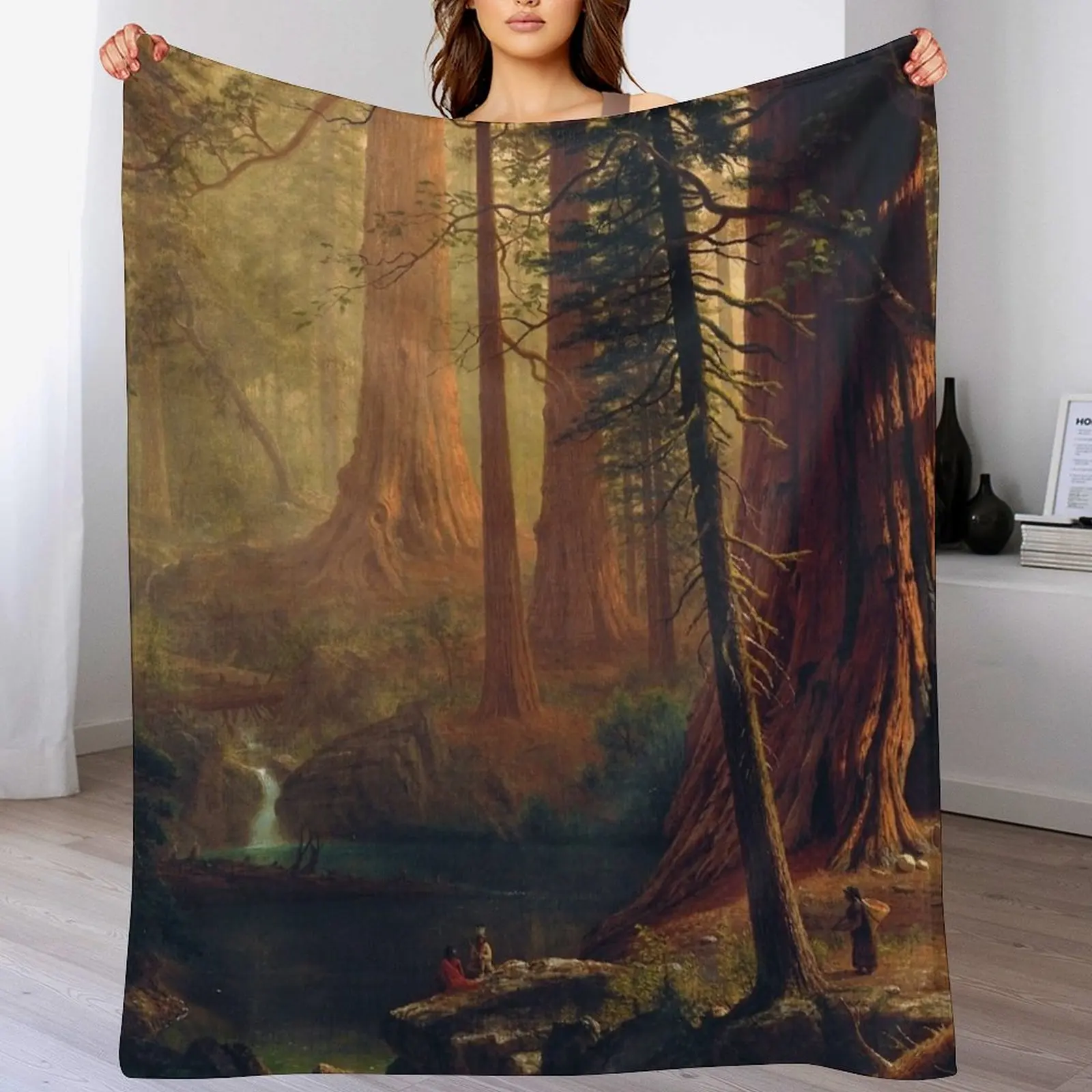 Giant Redwood Trees of California by Albert Bierstadt (1874) Throw Blanket Single Blankets For Baby Blankets