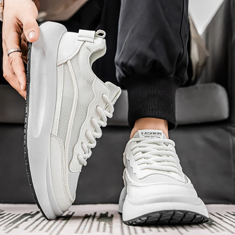 

2025 Новая осенняя модная повседневная спортивная обувь - модные дышащие туфли на плоской подошве, мужская спортивная обувь для бега с повышенным стилем