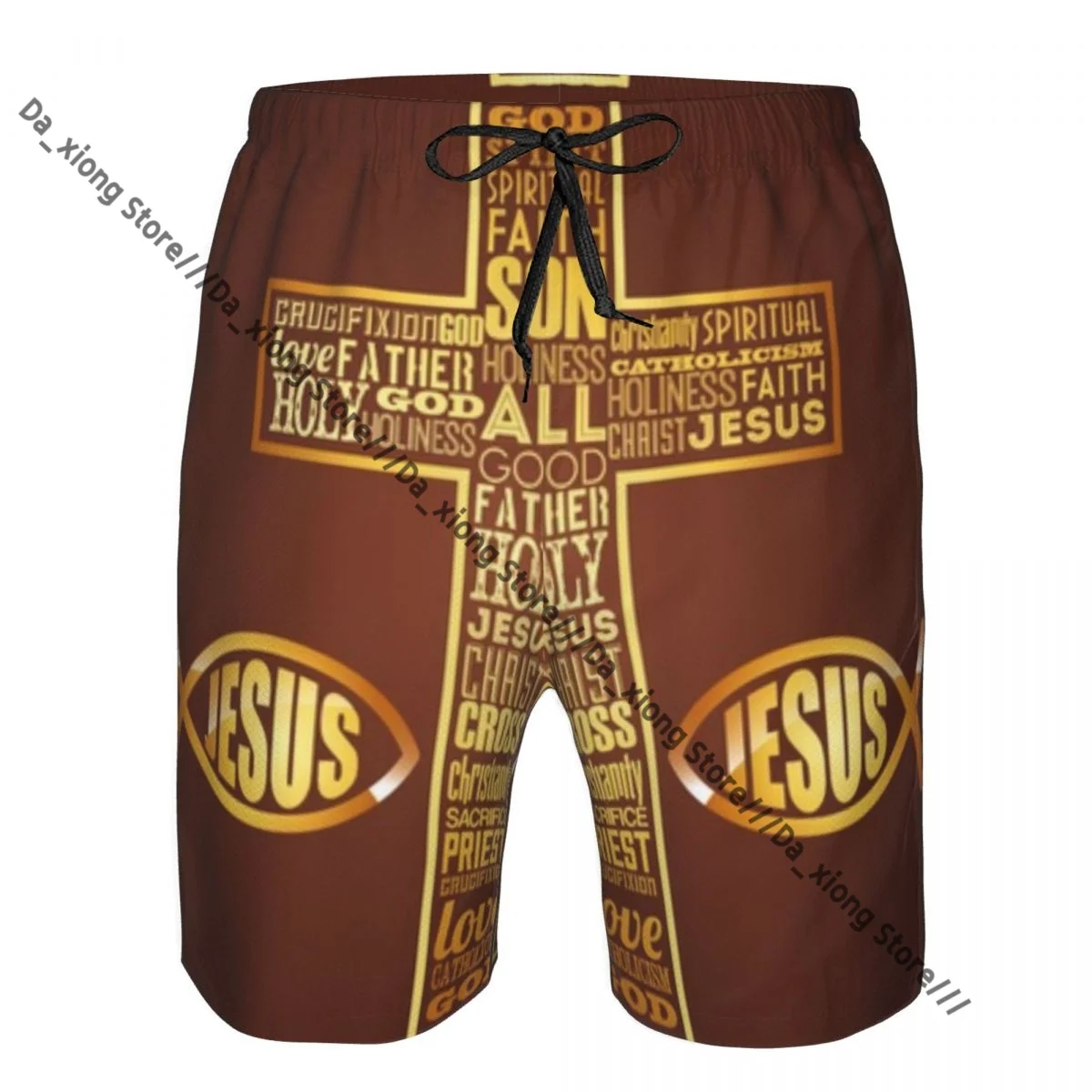 Mens Swimming Shorts Swimwear Jesus Christ Design Trunks Swimsuit Beach Wear Boardshorts