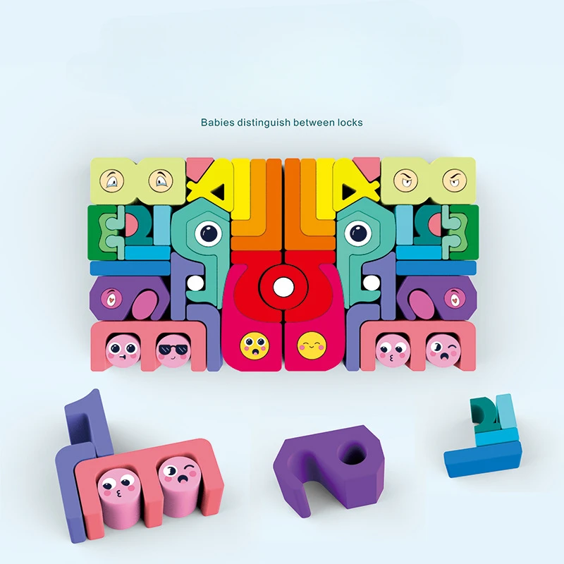 子供のおもちゃ木製三次元デジタルパズルビルディングブロックコンストラクタースタッキングモンテッソーリボードゲームインタラクティブおもちゃ