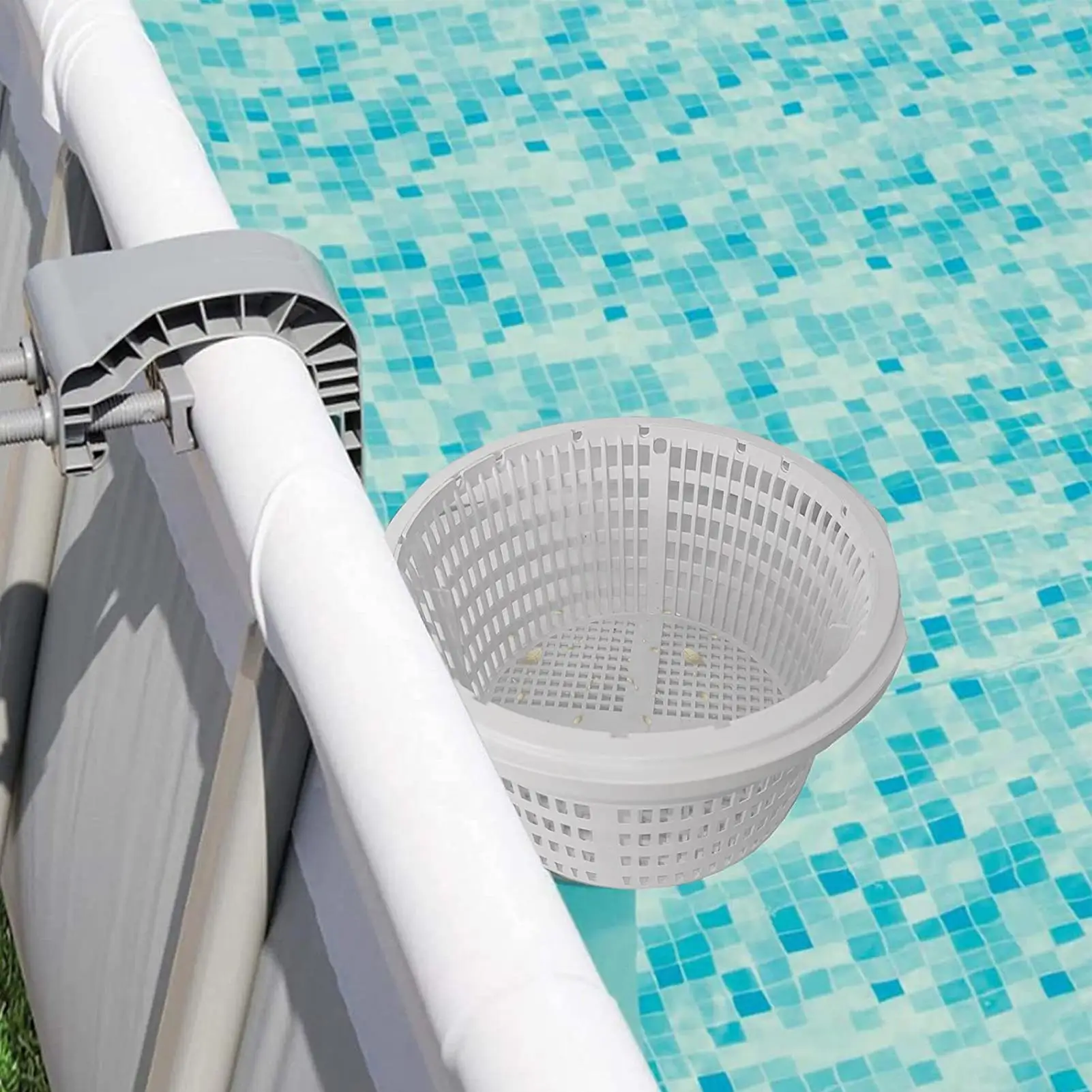 수영장 필터 바구니 교체용 스키머 바스켓, 손잡이가 있는 잎, 잔디, 머리카락, 찌꺼기 제거용 소형 수영장 용품 스키머