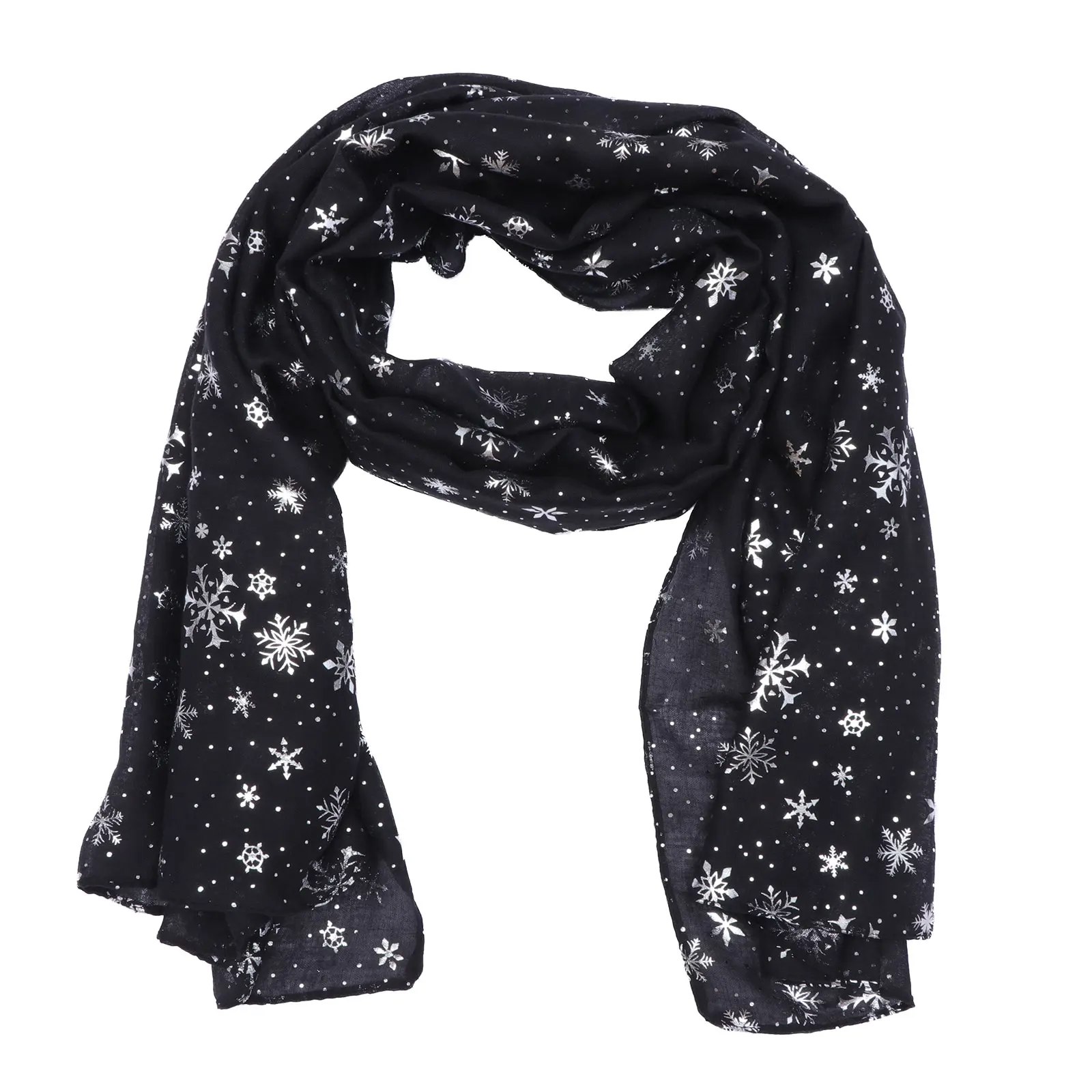 

Christmas Snowflake Pattern Scarf Hot Stamping Female Shawl Neck Head Scarf Christmas Costume Scarves Decor Clothing Accessory