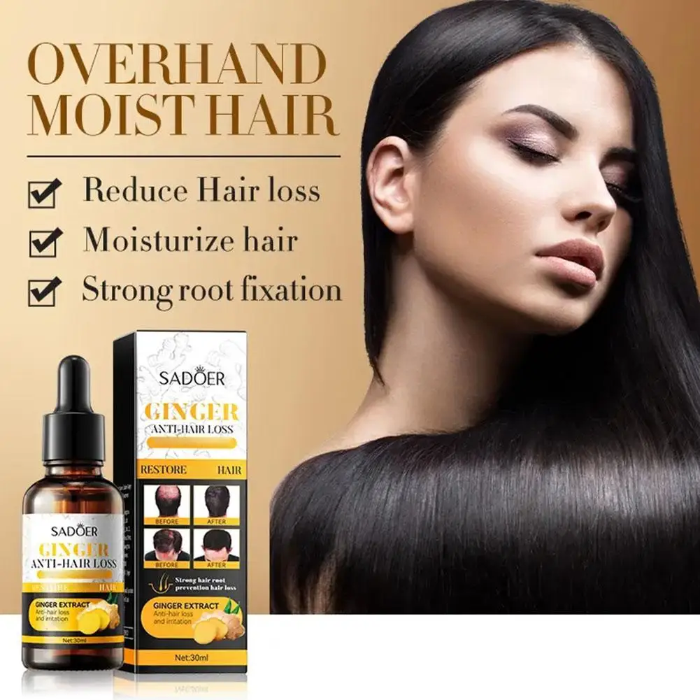 SADOER 1/2/3/4/5pcs Black Sesame Hair Strengthening Oil Ginger hair essential oil Nourishing Treatment Split Ends Dry All Types