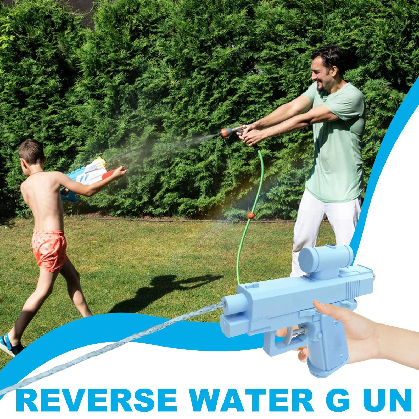 Outdoor Portable Double-sided Reverse Water Guns Prank Reverse Water Spray Toy Creative Gift Tool Interactive Summer Hot Weather