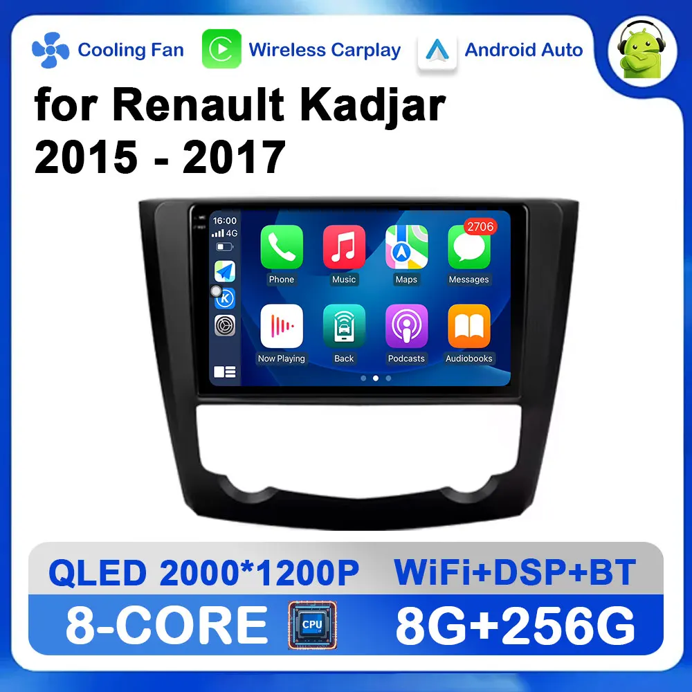

9 '' for Renault Kadjar 2015 - 2017 Android OS Car Radio Video Multimedia Player DSP Stereo GPS Navi WiFi Bluetooth Touch Screen