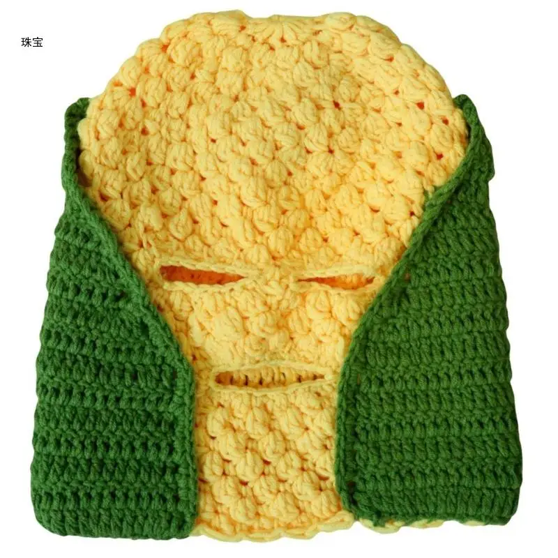 X5QE Pullover Corn Caps Handcrochet Hat Novelty Balaclava Hat with Full Face Mask