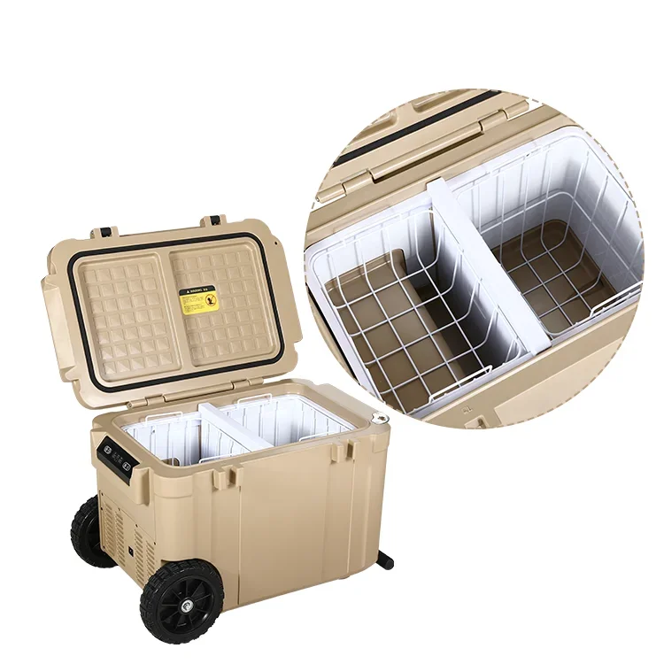 45L Portable PE Heat Preservation Box Vehicle Mounted Dual Purpose Wheel Wheel Pull Rod Custom Waterproof Insulated Outdoor Use