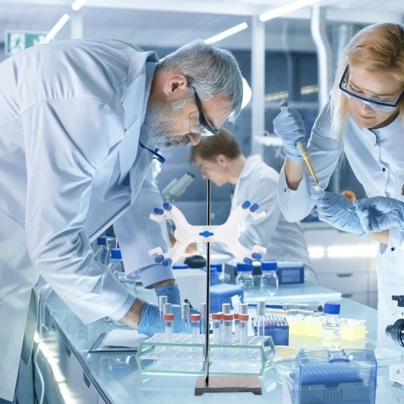 

Двойной зажим для бюретки, пластиковые подпружиненные силиконовые ручки для лабораторного использования, держатель для бюреток, учебное оборудование