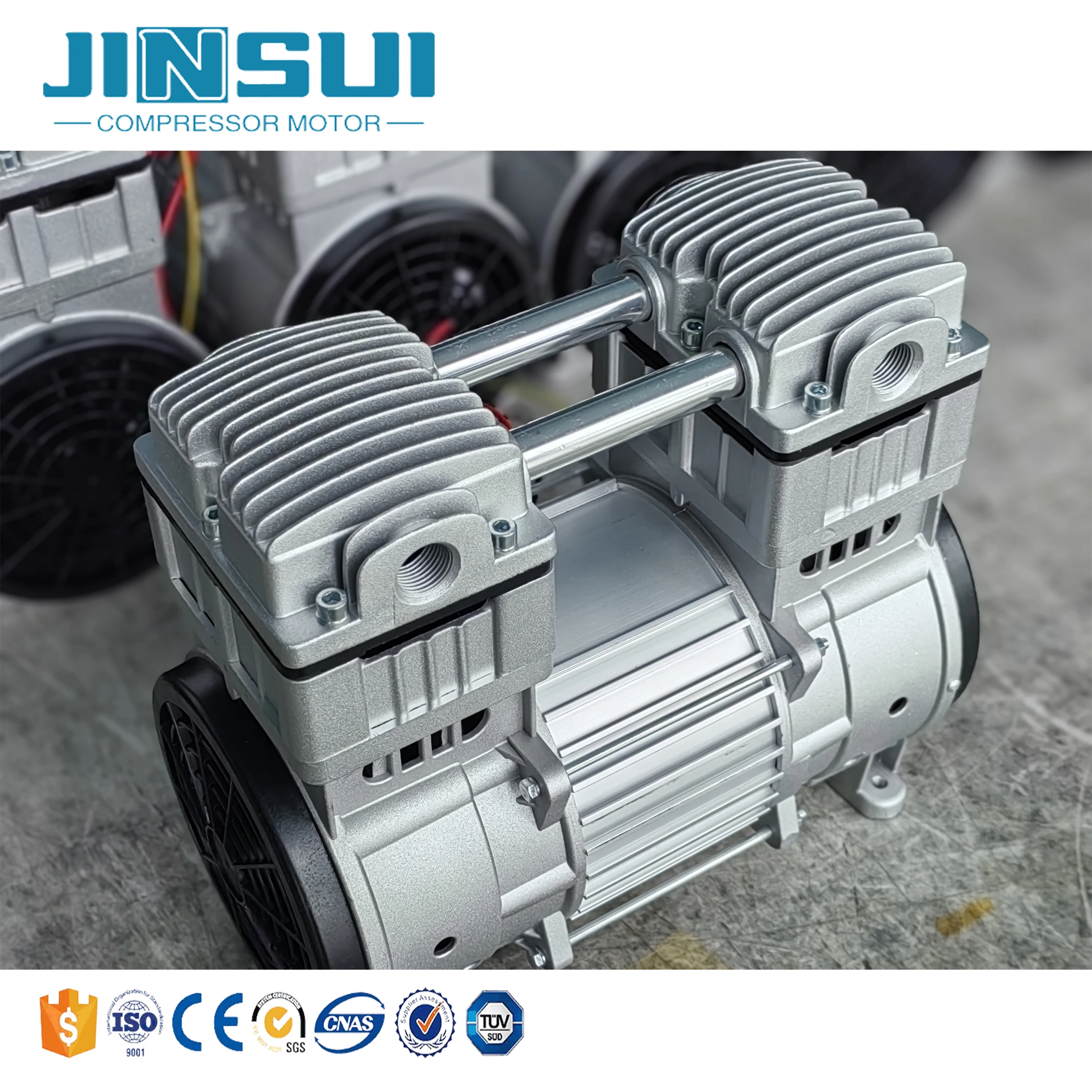 مضخة تفريغ مكبس صغيرة صامتة كهربائية خالية من الزيت بقدرة 1.5 كيلو وات