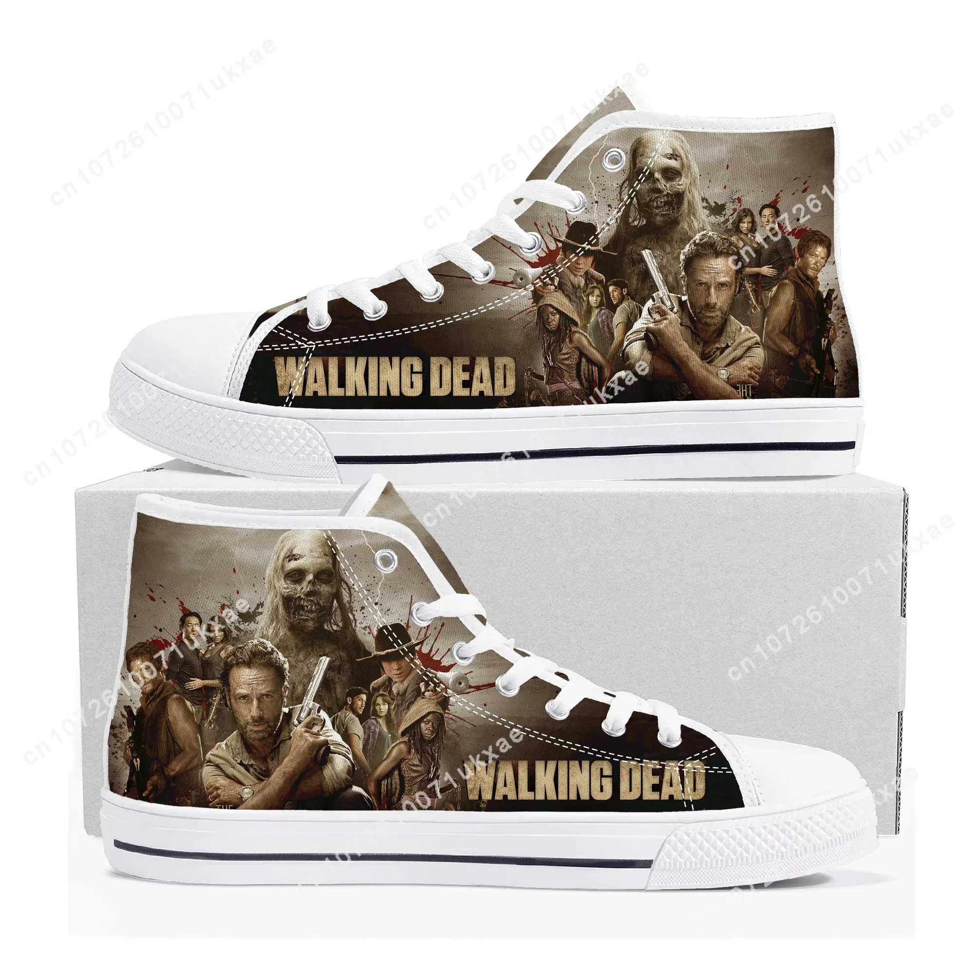 The Walking Dead Horror High Top Sneakers Mens Womens Teenager Canvas High Quality Sneaker Casual Custom Shoes Customize Shoe