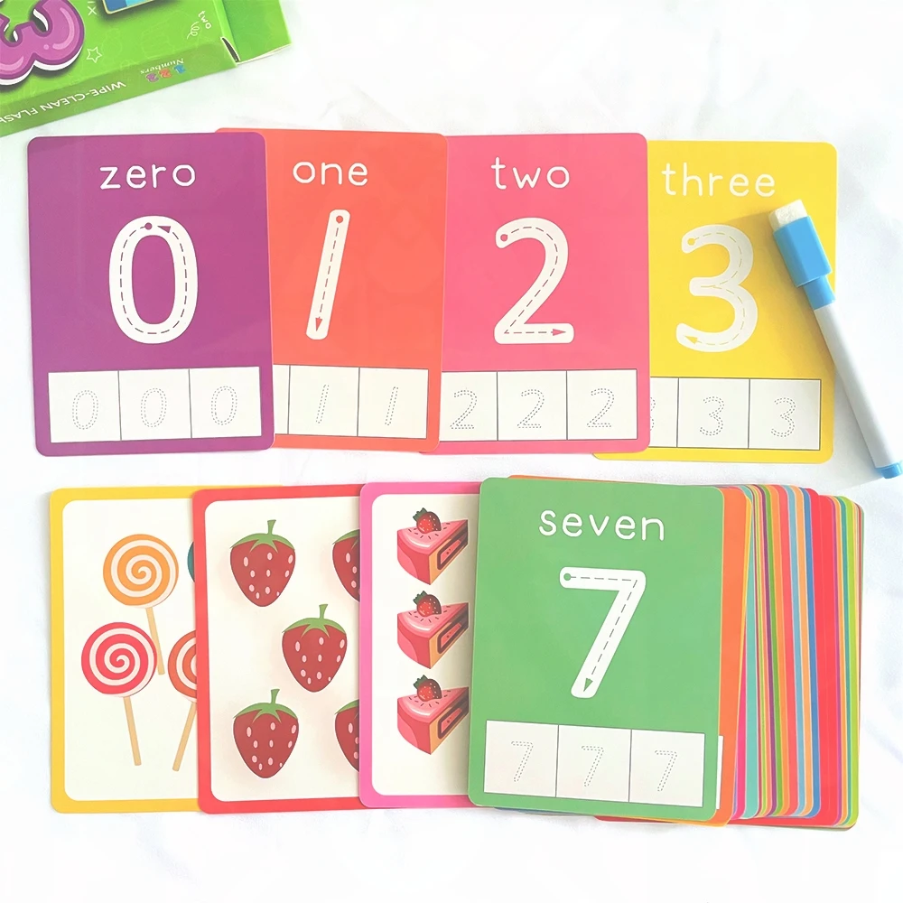 Juego de tarjetas de Aprendizaje Temprano de matemáticas Montessori para niños, Flashcards de cognición numérica para lectura y escritura, juguete educativo, 36 tarjetas