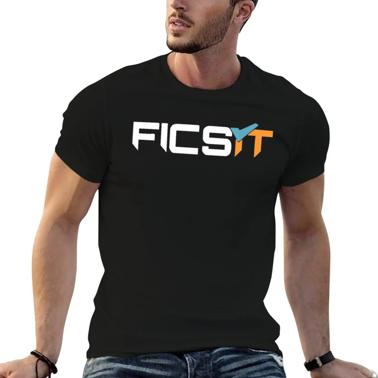 Hot sale ficsit satisfactory logo essential t shirt T-Shirt Functional Casual Short Sleeve Tee