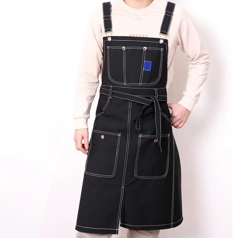 

Printed logo milk tea store apron canvas men and women cafe baking work clothes hairdresser barber restaurant workwear