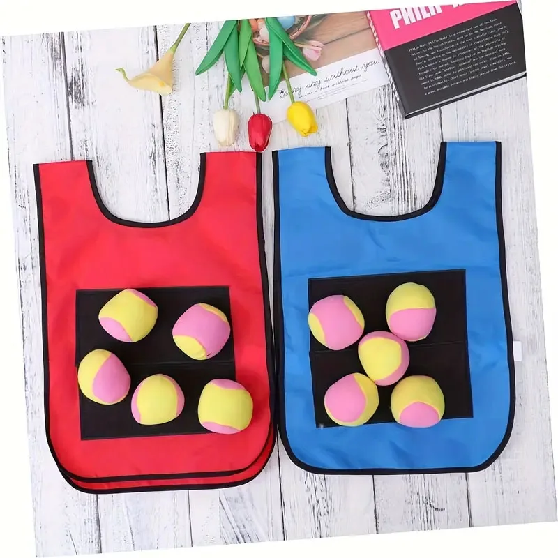 Outdoor Sport Game Props Vest Sticky Jersey Vest Game Vest Waistcoat With Sticky Ball Throwing Toys For Children Kids Sports Toy