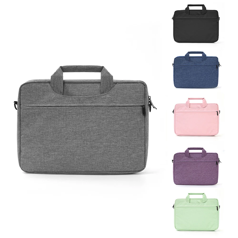 Solid Color 14 Inches Laptop Shoulder Bag Large Capacity Handheld Case Fashion Portable Crossbody Computer Bag For Men Women