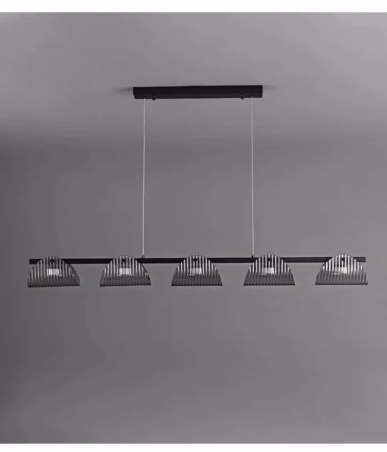 Black LED Pendant Lights Dining Room Smoky Gray Glass