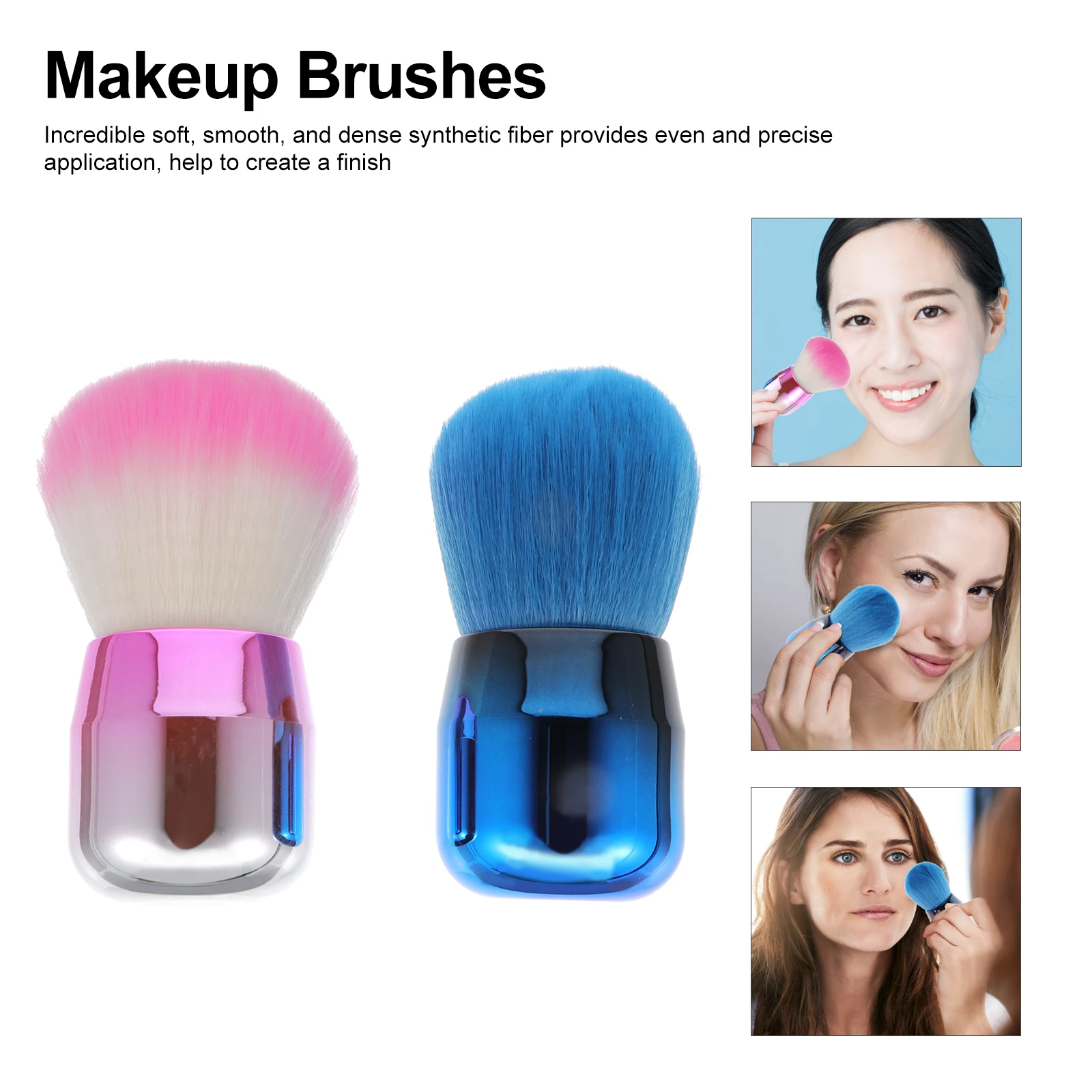 

2pcs Mushroom Shape Loose Powder Makeup Blusher Foundation Brush Tool Face Powder Brush For Beauty Face Foundation