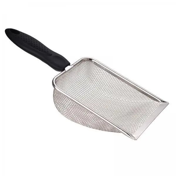 Metal Sand Shovel Stainless Steel Mesh Sifter Corner Scoop Pet Cleaning Tool for Reptile Substrate and Box for Cat Sand