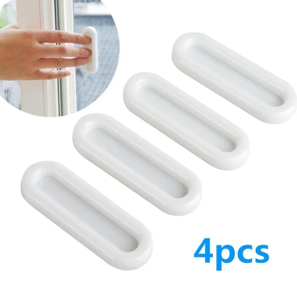 4Pcs Self-adhesive Door Knobs Oval Door Handles for Interior Doors Glass Window Cabinet Drawer Non-slip Grip Auxiliary Handles