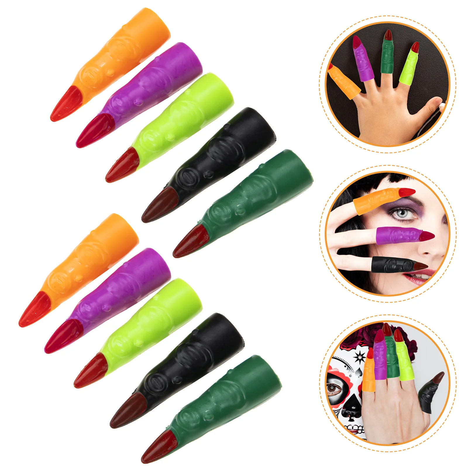 40 Pcs Halloween Nail Set Prank Fake Fingers Nails Cosplay Witch Costume Masquerade Props Plastic for Supplies