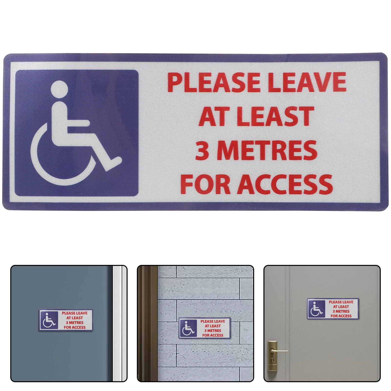 Warning Sticker Handicap Keep 3 Meters Away Waterproof Adhesive Decal for Parking Lot Entrance Disabled People Safety Sign