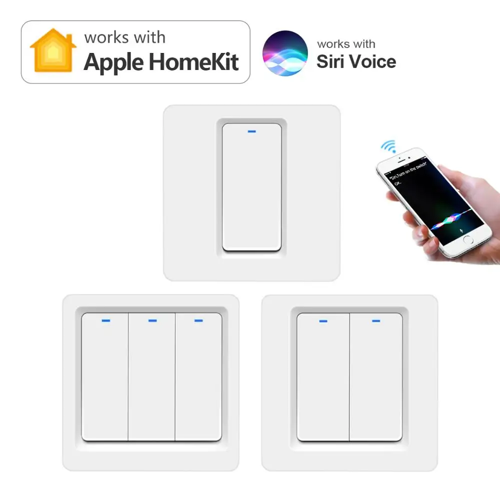 APPLE HOMEKIT 1/2 Gang Button WIFI Light Switch White Shell AC100V-240V European Standard Requires Neutral Interface